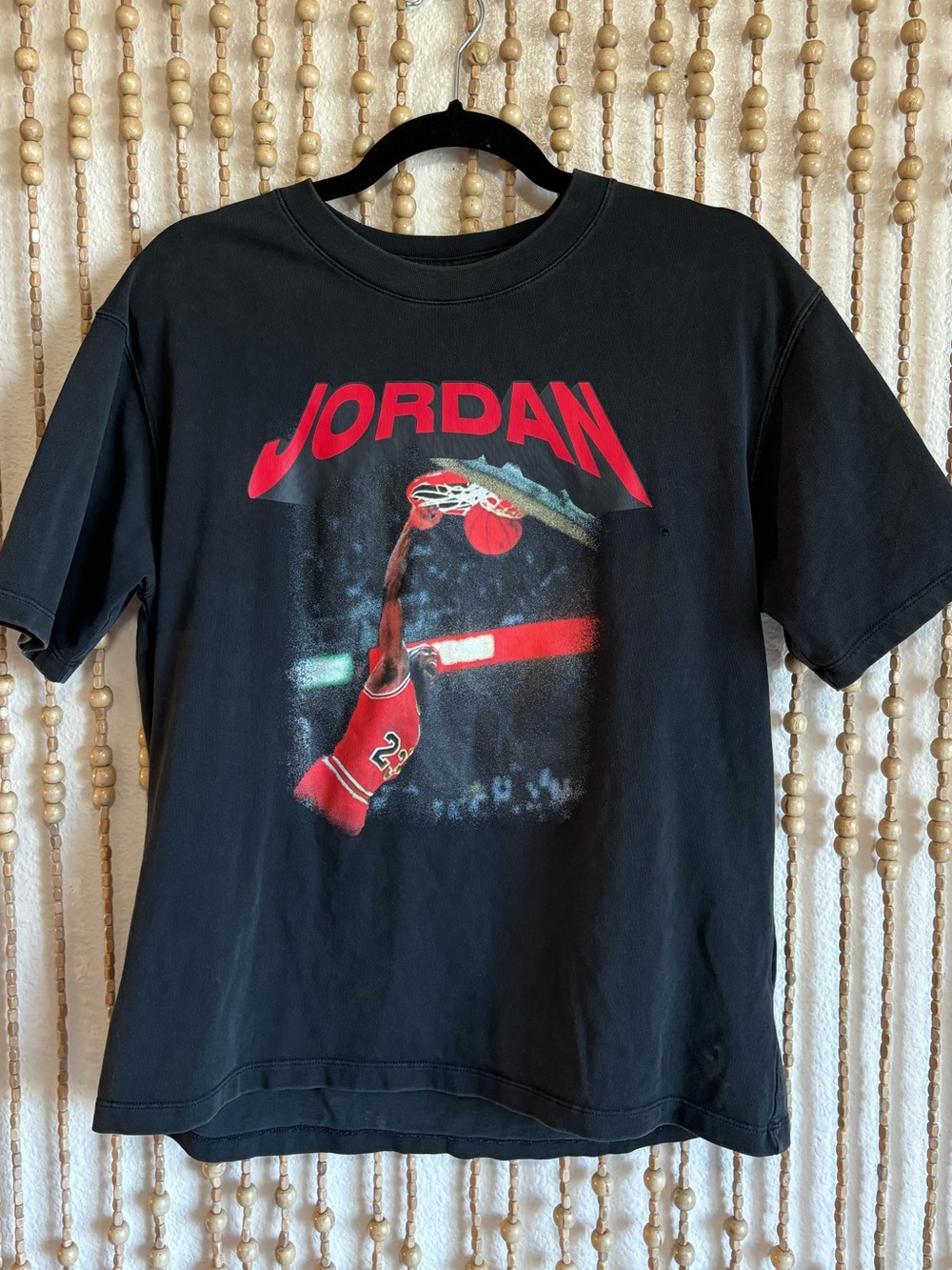 Nike Jordan Loose Fit Black Red Short Sleeve Casual T Shirt Sm